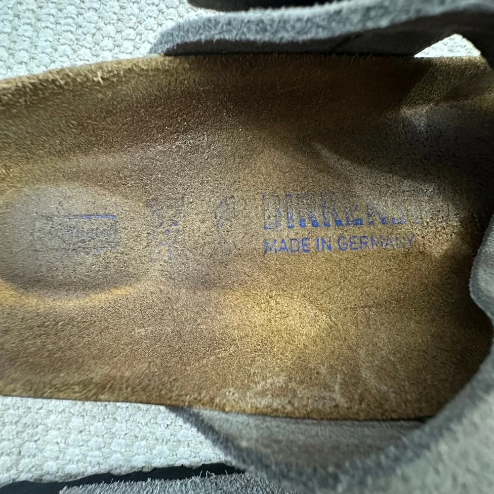 Birkenstock Lugano Gray Suede Crisscross Strap Sandals Womens 37 Made in Germany